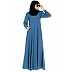 Umbrella abaya with potli buttons neck design- French Blue Umbrella abaya with potli buttons neck design- French Blue